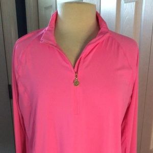 NWOT Lilly Pulitzer XL Pink, Marion Mesh Panel half-zip sun guard